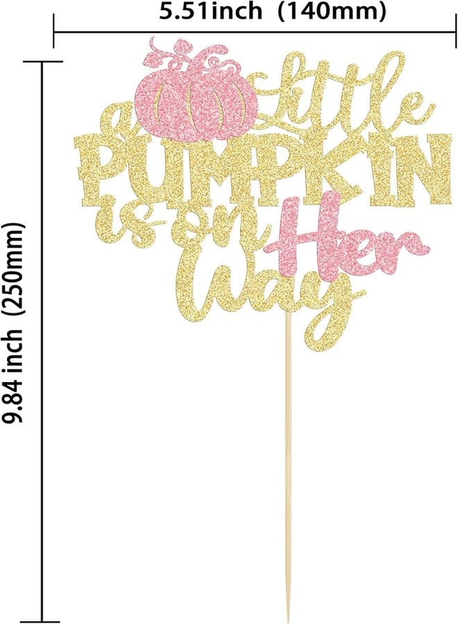 كونفيتي زينة كعكة "اليقطينة الصغيرة في الطريق"، زينة كعكة حفل استقبال المولود الجديد على شكل يقطينة لامعة لحفلات استقبال المولود الجديد ذات الطابع الخريفي/الهالوين، حفلات أعياد ميلاد الأطفال من الأولاد والبنات (اليقطينة الصغيرة في الطريق) - Image 3